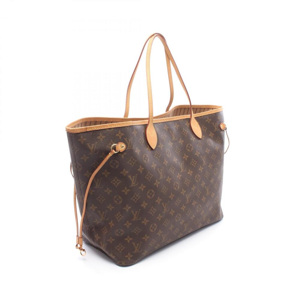 Louis Vuitton Tote Monogram Brown Bag Canvas Leather Neverfull Brown